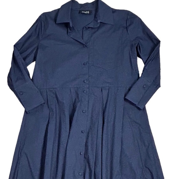 Chepè Navy Blue Cotton Button Down Lagenlook Maxi Dress - Picture 4 of 15
